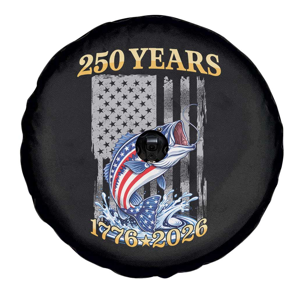 America 250th Fishing Spare Tire Cover Patriotic Fisherman American Flag