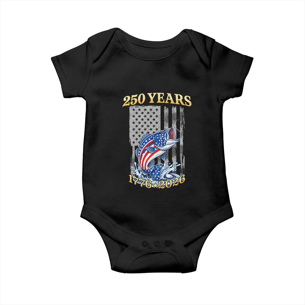 America 250th Fishing Baby Onesie Patriotic Fisherman American Flag