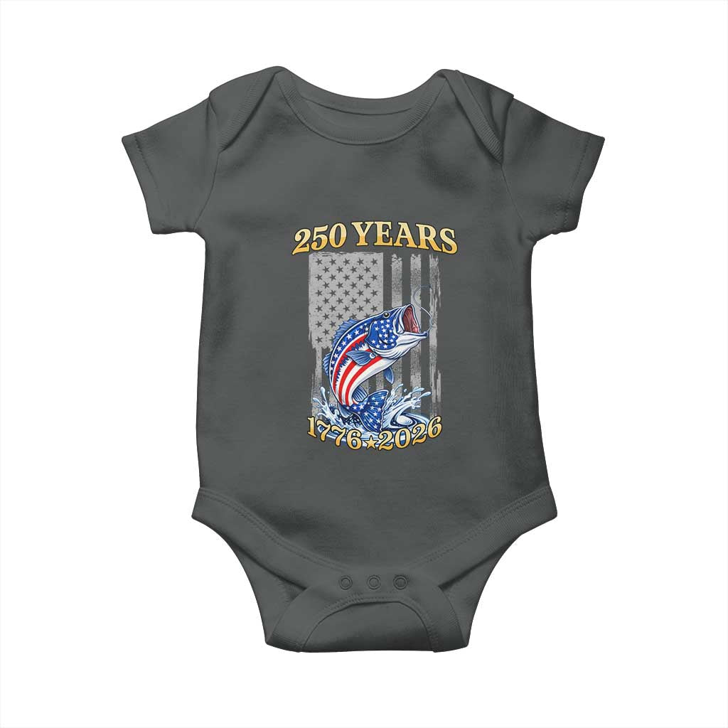 America 250th Fishing Baby Onesie Patriotic Fisherman American Flag