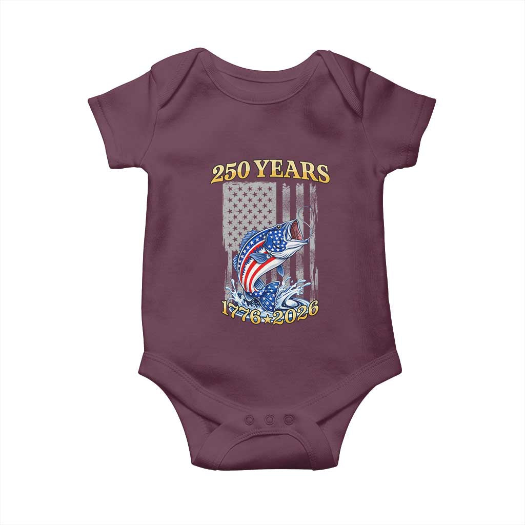 America 250th Fishing Baby Onesie Patriotic Fisherman American Flag