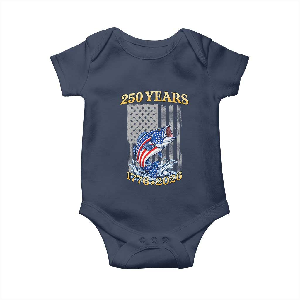 America 250th Fishing Baby Onesie Patriotic Fisherman American Flag