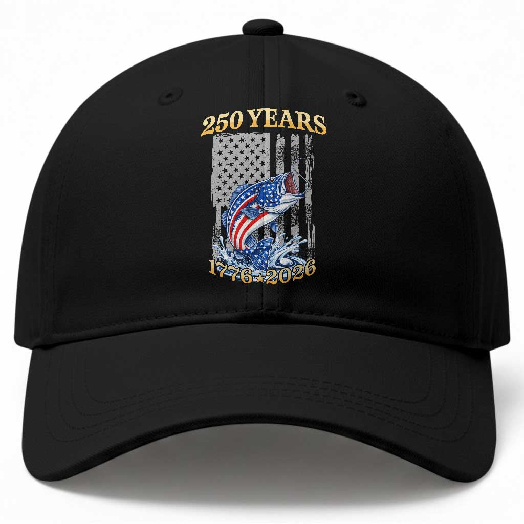 America 250th Fishing Baseball Cap Patriotic Fisherman American Flag
