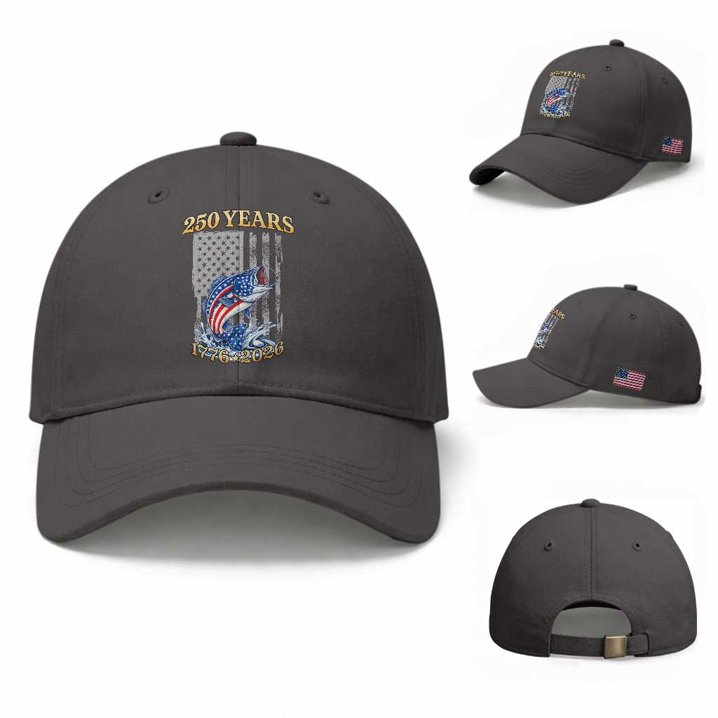 America 250th Fishing Baseball Cap Patriotic Fisherman American Flag