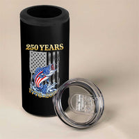 America 250th Fishing 4 in 1 Can Cooler Tumbler Patriotic Fisherman American Flag