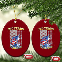 America 250th Fishing Ceramic Ornament Patriotic Fisherman American Flag