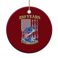 America 250th Fishing Ceramic Ornament Patriotic Fisherman American Flag