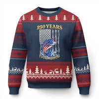 America 250th Fishing Ugly Christmas Sweater Patriotic Fisherman American Flag
