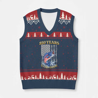 America 250th Fishing V-Neck Knit Sweater Vest Patriotic Fisherman American Flag