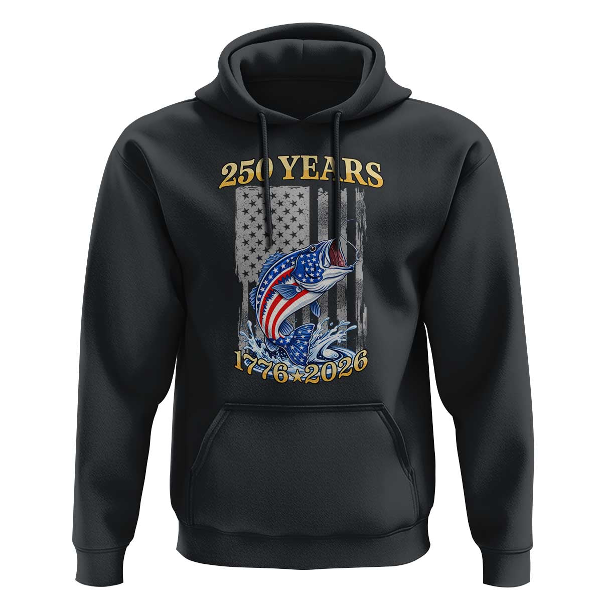 America 250th Fishing Hoodie Patriotic Fisherman American Flag