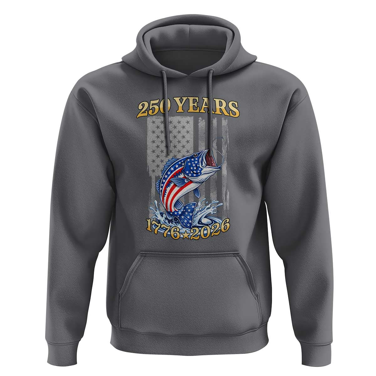 America 250th Fishing Hoodie Patriotic Fisherman American Flag