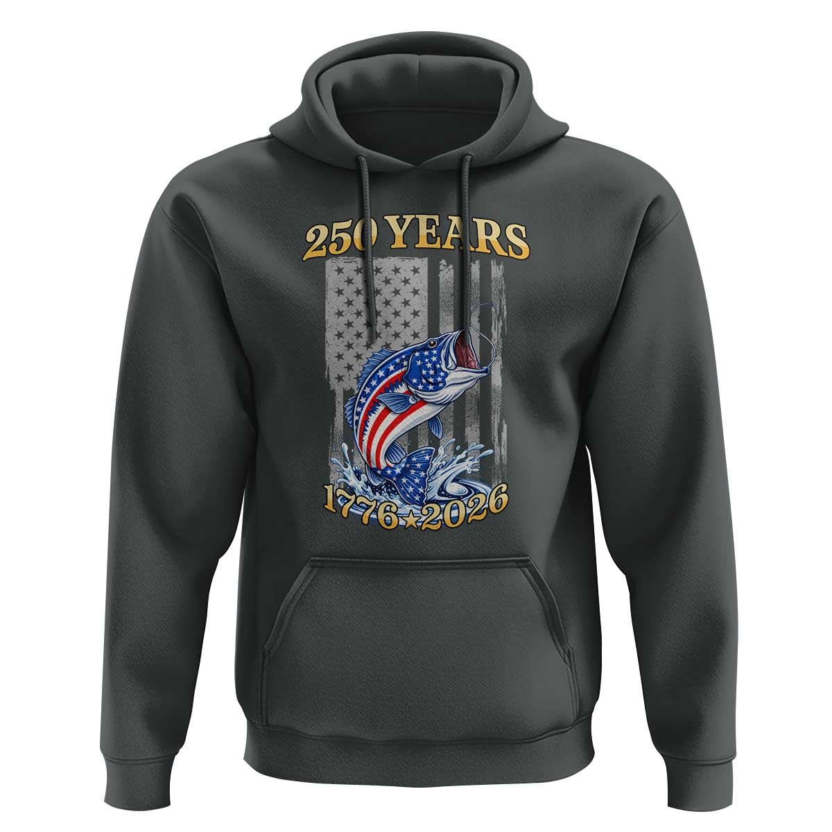 America 250th Fishing Hoodie Patriotic Fisherman American Flag