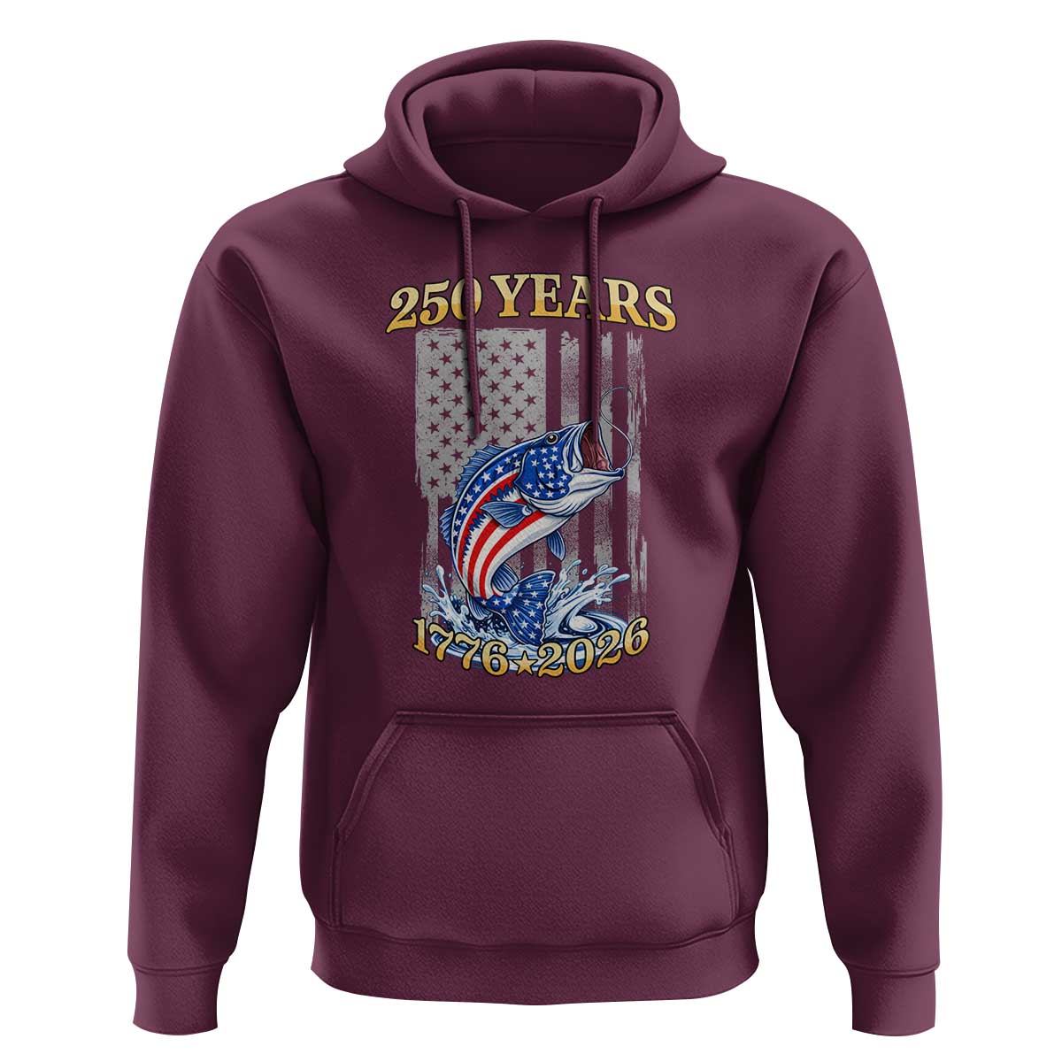 America 250th Fishing Hoodie Patriotic Fisherman American Flag