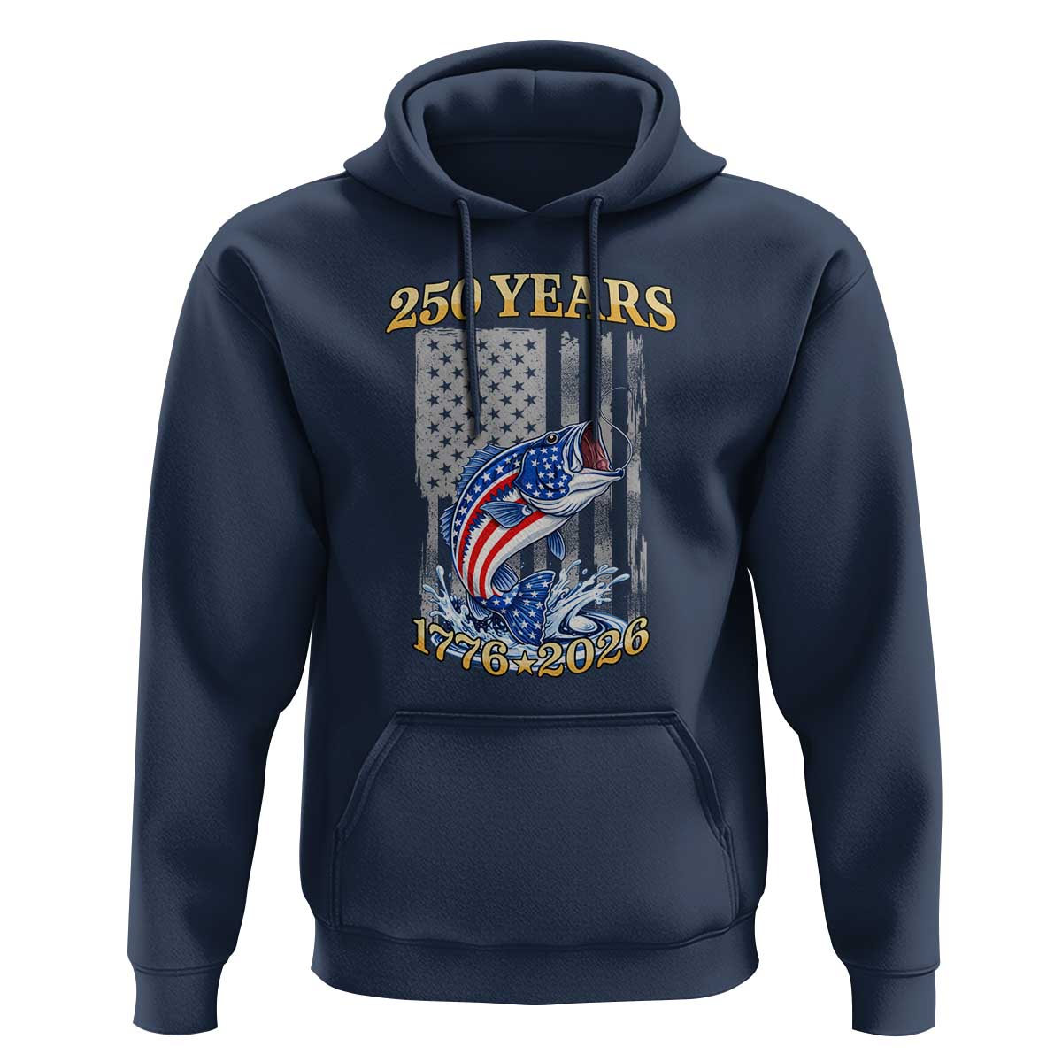 America 250th Fishing Hoodie Patriotic Fisherman American Flag