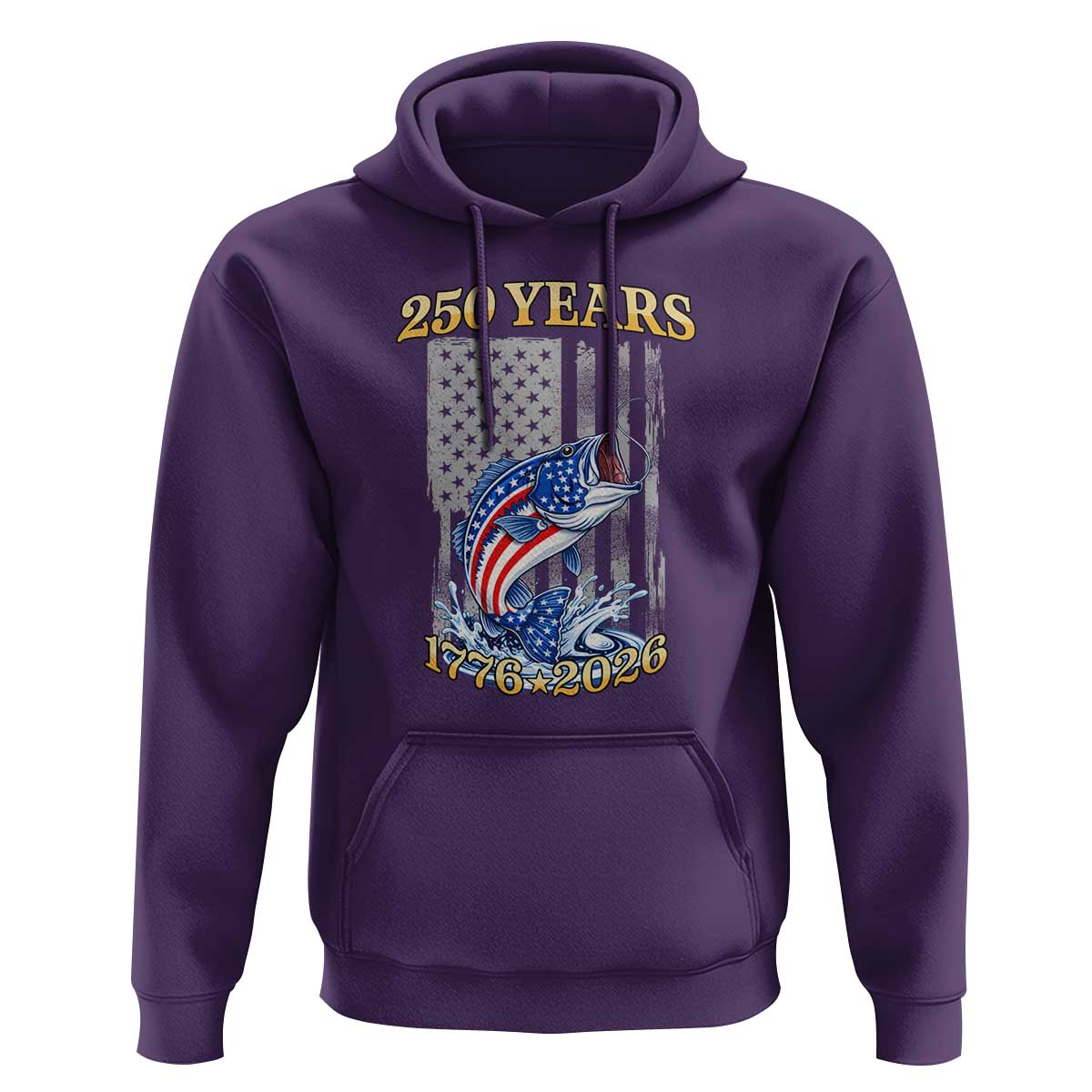 America 250th Fishing Hoodie Patriotic Fisherman American Flag