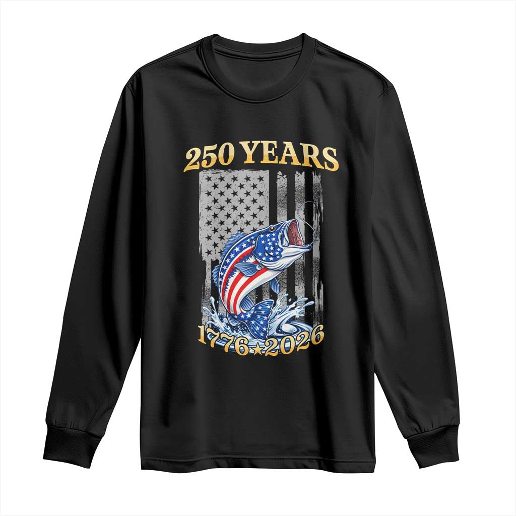 America 250th Fishing Long Sleeve Shirt Patriotic Fisherman American Flag