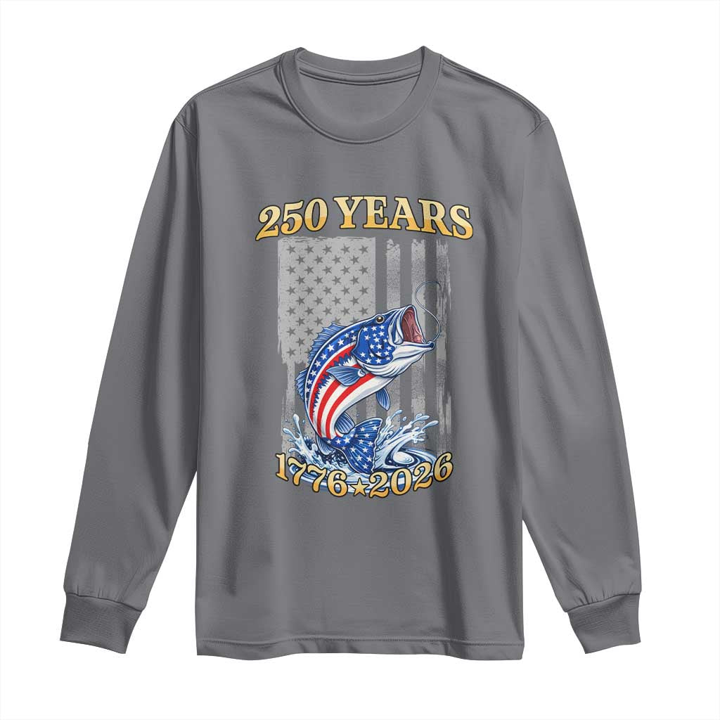 America 250th Fishing Long Sleeve Shirt Patriotic Fisherman American Flag