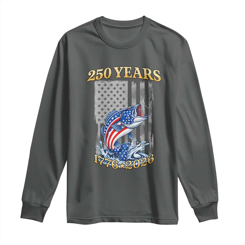 America 250th Fishing Long Sleeve Shirt Patriotic Fisherman American Flag