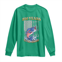 America 250th Fishing Long Sleeve Shirt Patriotic Fisherman American Flag