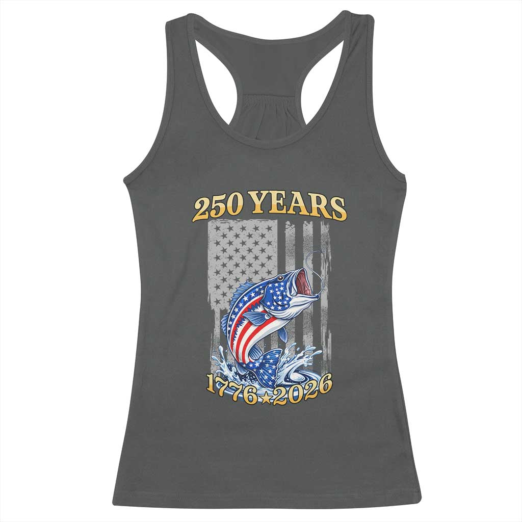 America 250th Fishing Racerback Tank Top Patriotic Fisherman American Flag