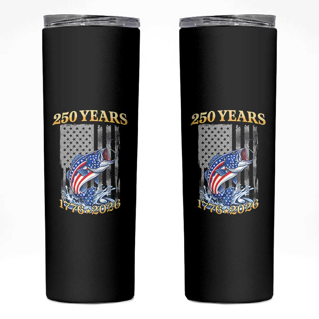 America 250th Fishing Skinny Tumbler Patriotic Fisherman American Flag