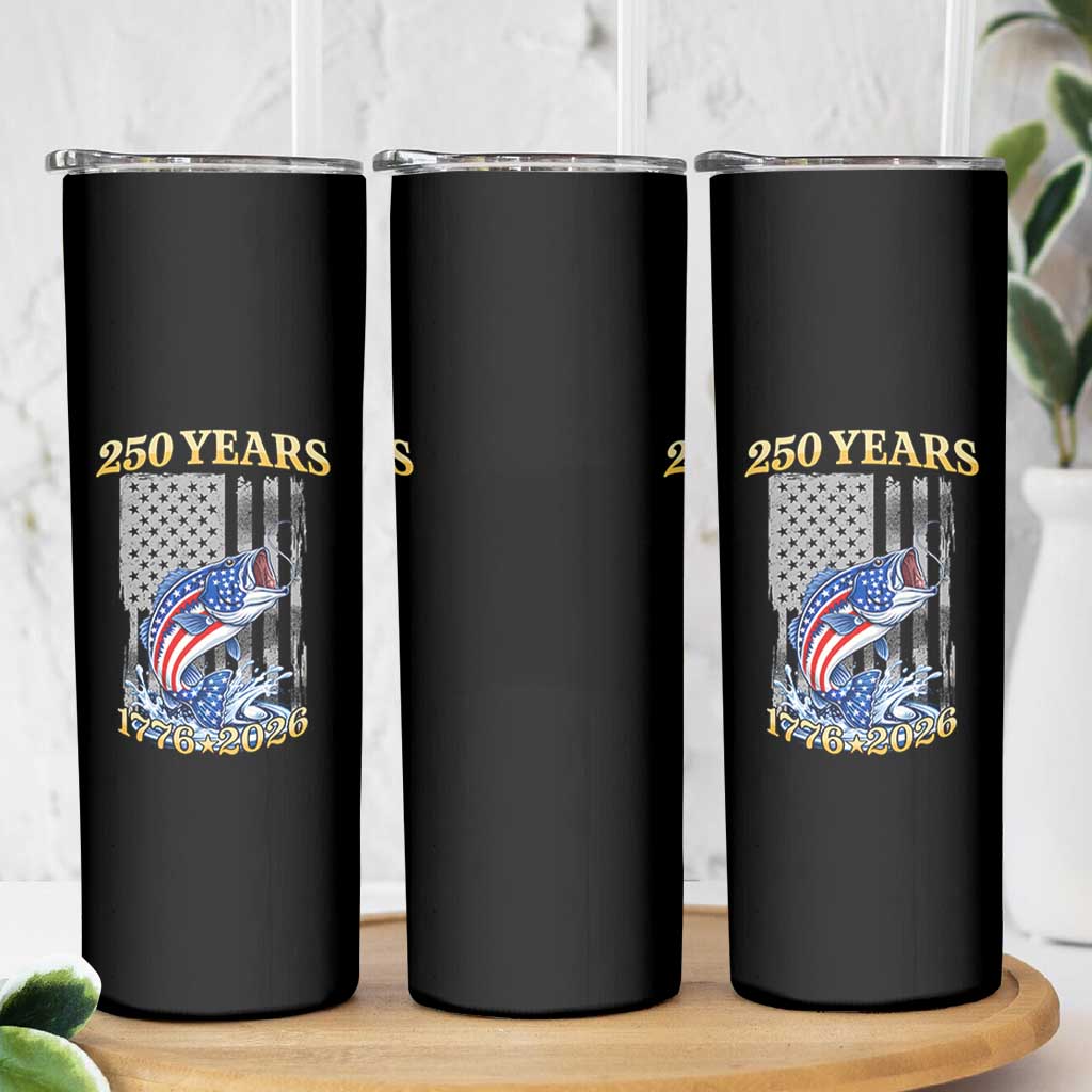 America 250th Fishing Skinny Tumbler Patriotic Fisherman American Flag