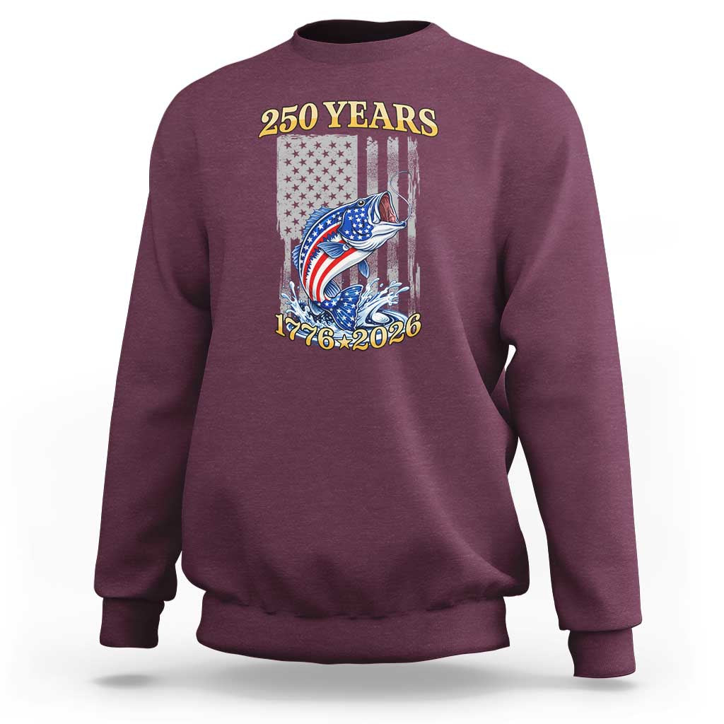 America 250th Fishing Sweatshirt Patriotic Fisherman American Flag