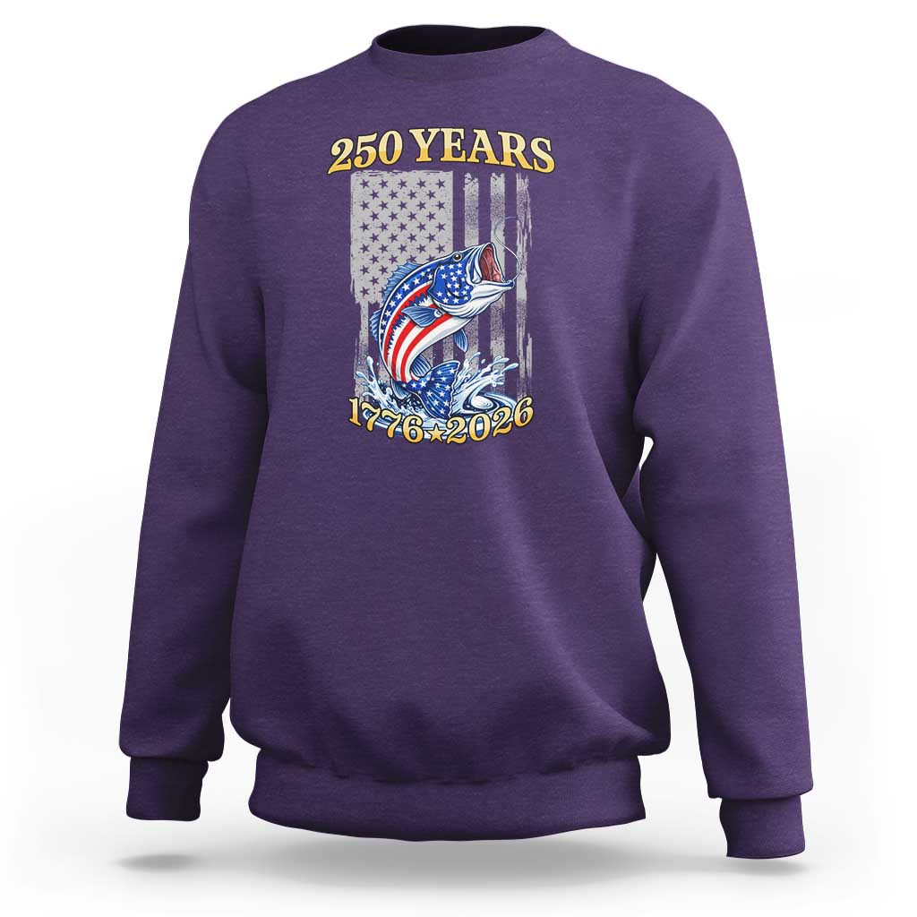 America 250th Fishing Sweatshirt Patriotic Fisherman American Flag