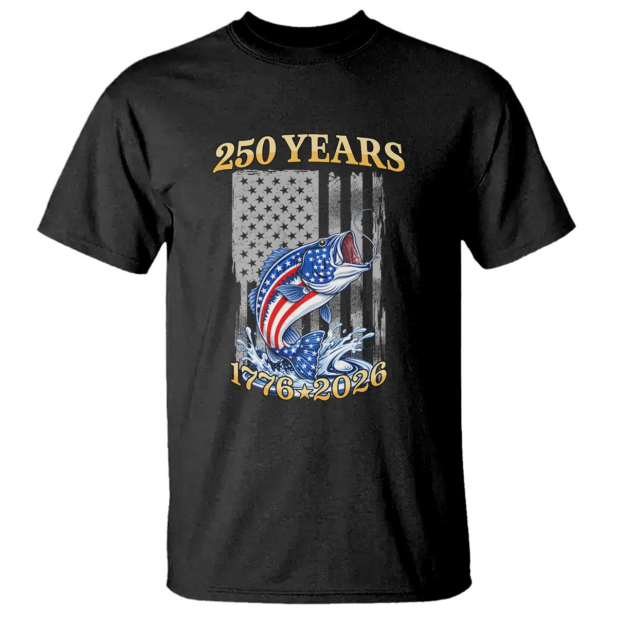 America 250th Fishing T Shirt Patriotic Fisherman American Flag