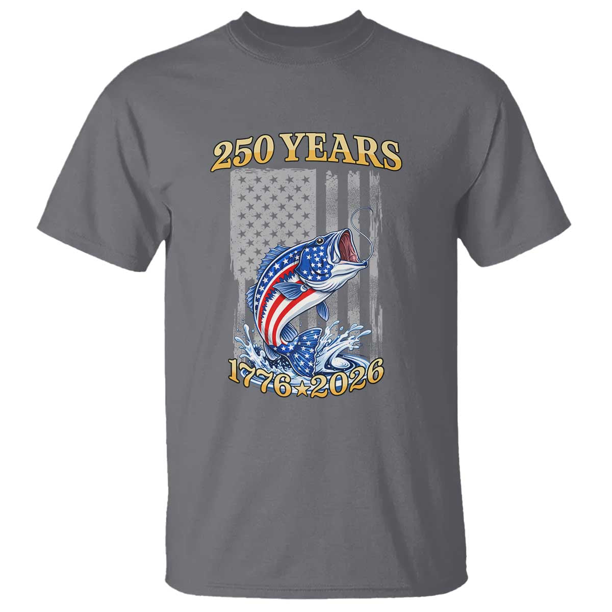 America 250th Fishing T Shirt Patriotic Fisherman American Flag