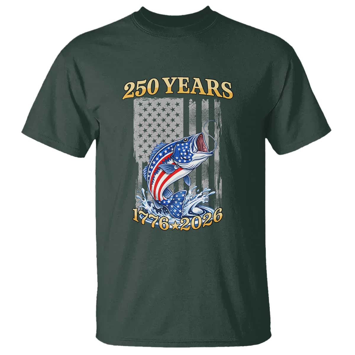 America 250th Fishing T Shirt Patriotic Fisherman American Flag