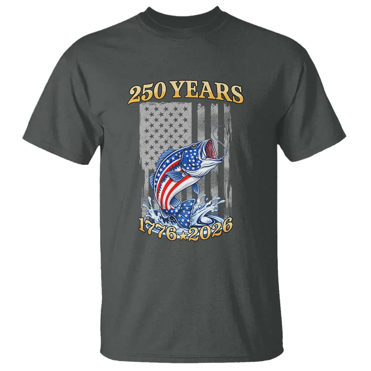 America 250th Fishing T Shirt Patriotic Fisherman American Flag