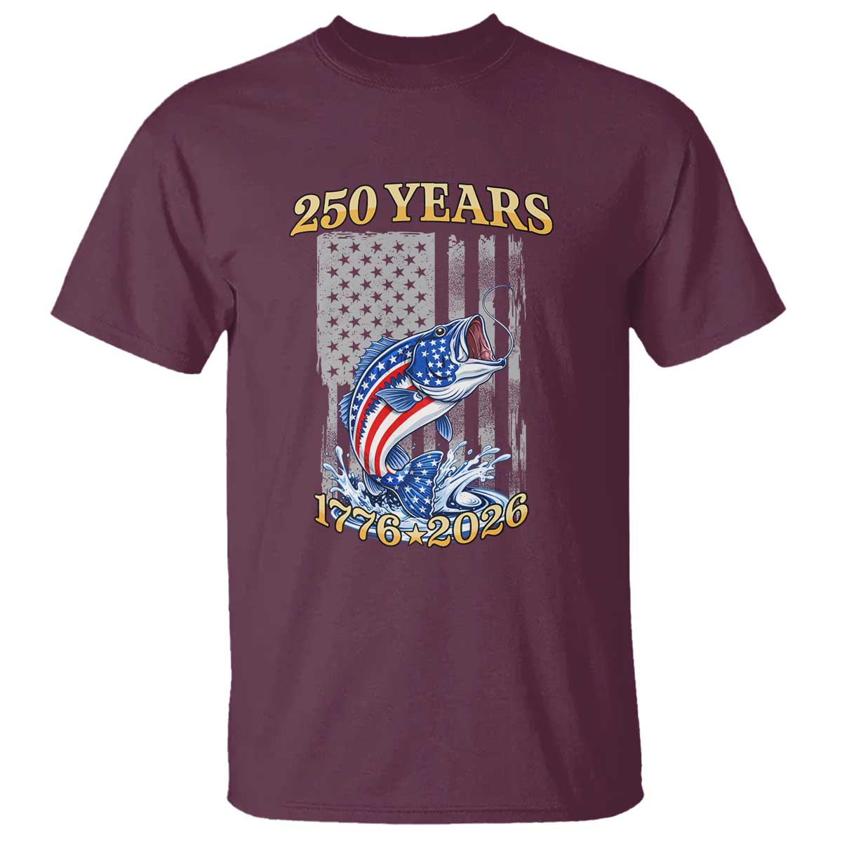 America 250th Fishing T Shirt Patriotic Fisherman American Flag