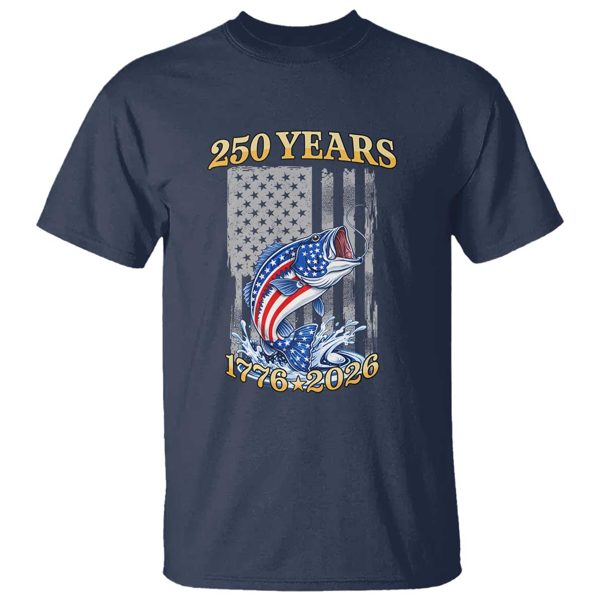 America 250th Fishing T Shirt Patriotic Fisherman American Flag