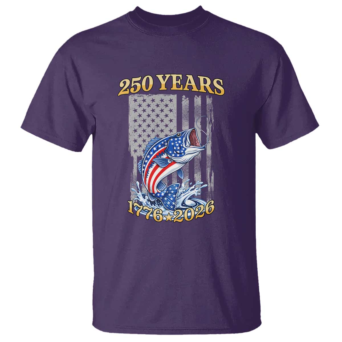 America 250th Fishing T Shirt Patriotic Fisherman American Flag