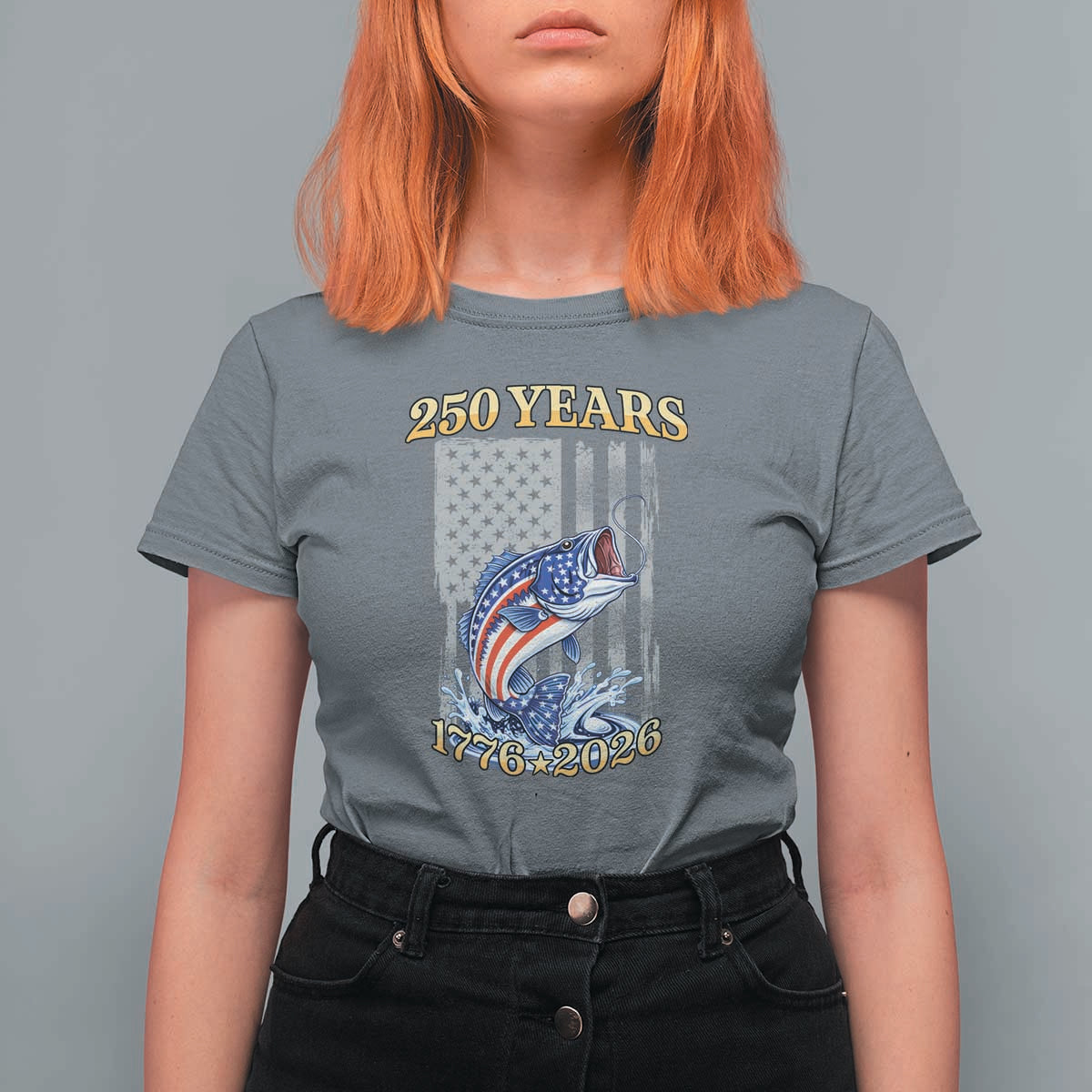 America 250th Fishing T Shirt For Women Patriotic Fisherman American Flag