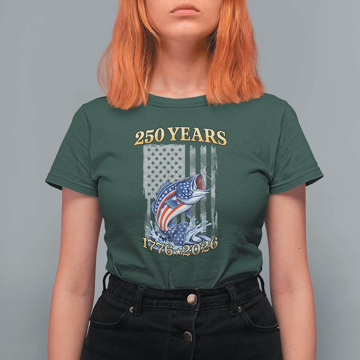 America 250th Fishing T Shirt For Women Patriotic Fisherman American Flag