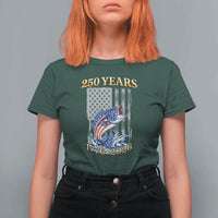 America 250th Fishing T Shirt For Women Patriotic Fisherman American Flag