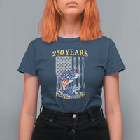 America 250th Fishing T Shirt For Women Patriotic Fisherman American Flag