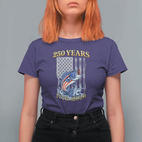 America 250th Fishing T Shirt For Women Patriotic Fisherman American Flag