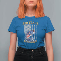 America 250th Fishing T Shirt For Women Patriotic Fisherman American Flag