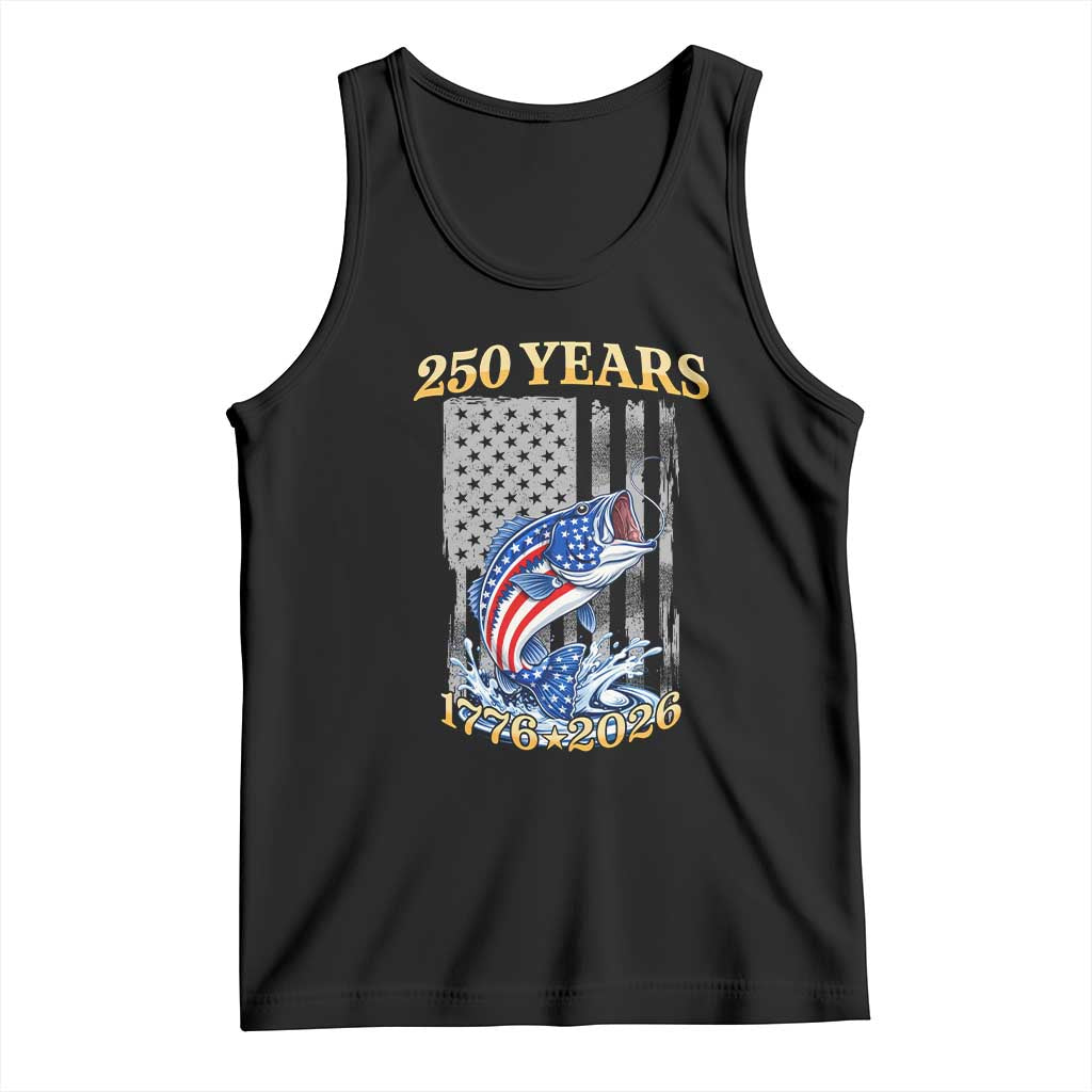 America 250th Fishing Tank Top Patriotic Fisherman American Flag