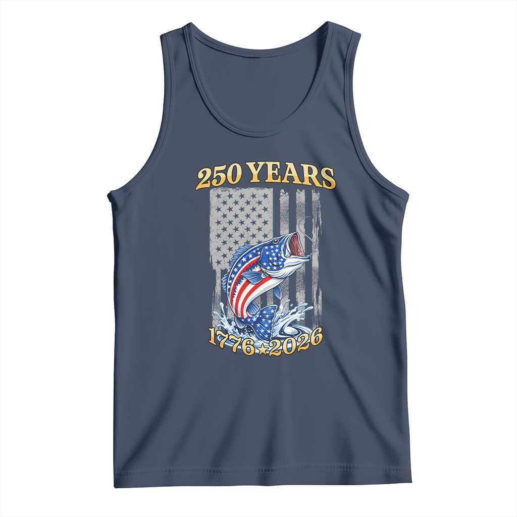 America 250th Fishing Tank Top Patriotic Fisherman American Flag