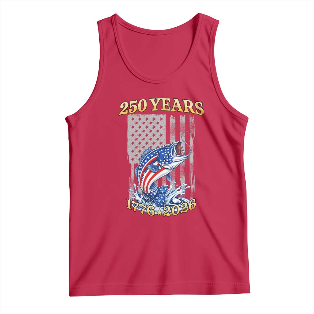 America 250th Fishing Tank Top Patriotic Fisherman American Flag