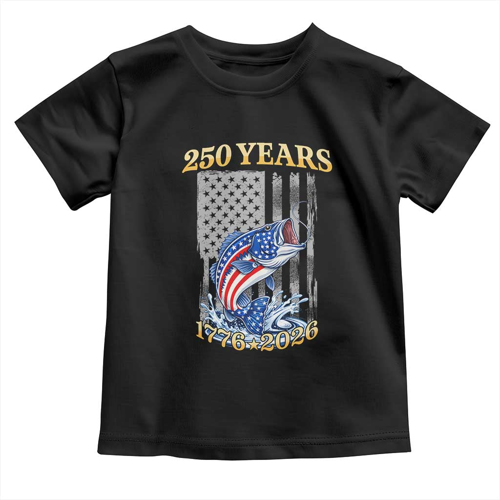 America 250th Fishing Toddler T Shirt Patriotic Fisherman American Flag