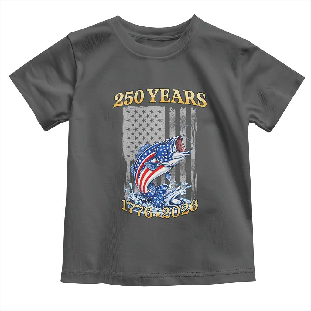 America 250th Fishing Toddler T Shirt Patriotic Fisherman American Flag