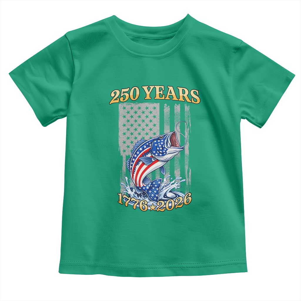 America 250th Fishing Toddler T Shirt Patriotic Fisherman American Flag