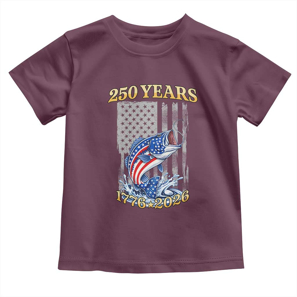 America 250th Fishing Toddler T Shirt Patriotic Fisherman American Flag