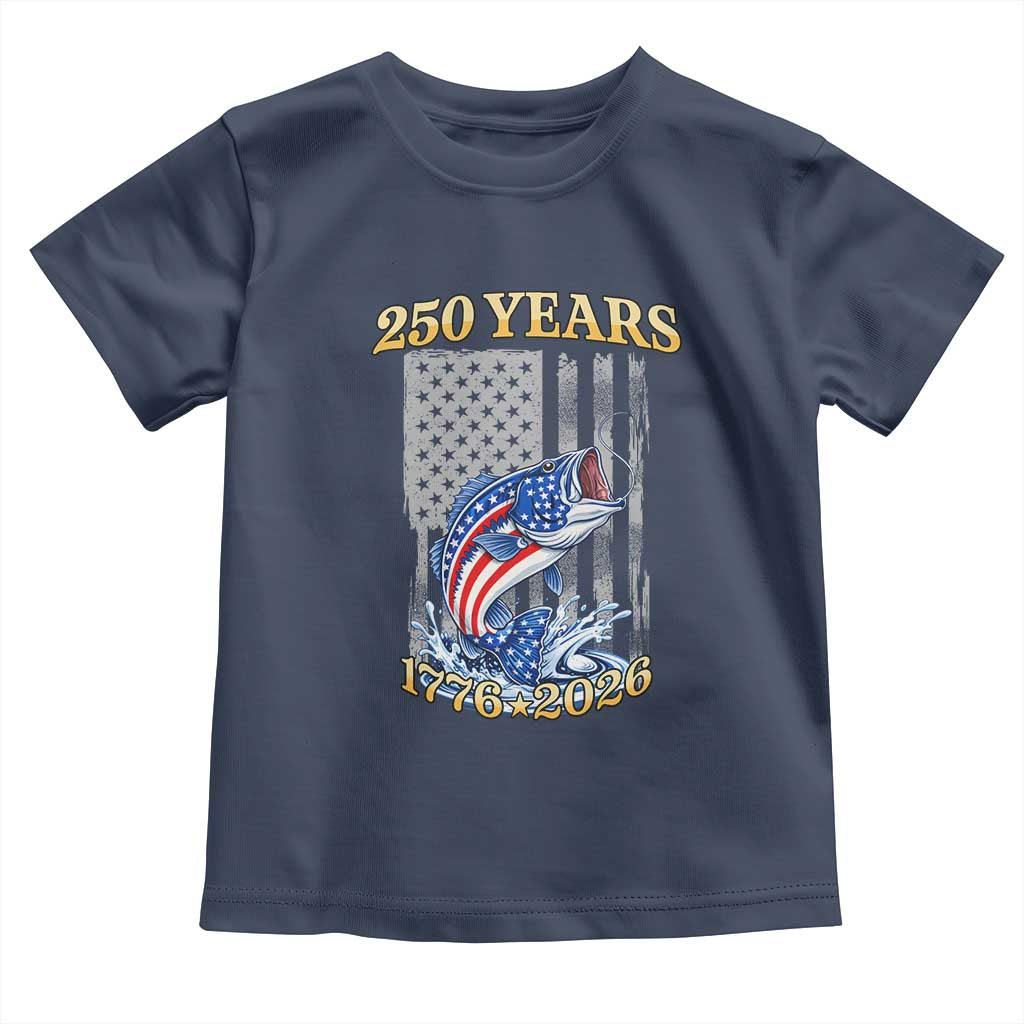 America 250th Fishing Toddler T Shirt Patriotic Fisherman American Flag