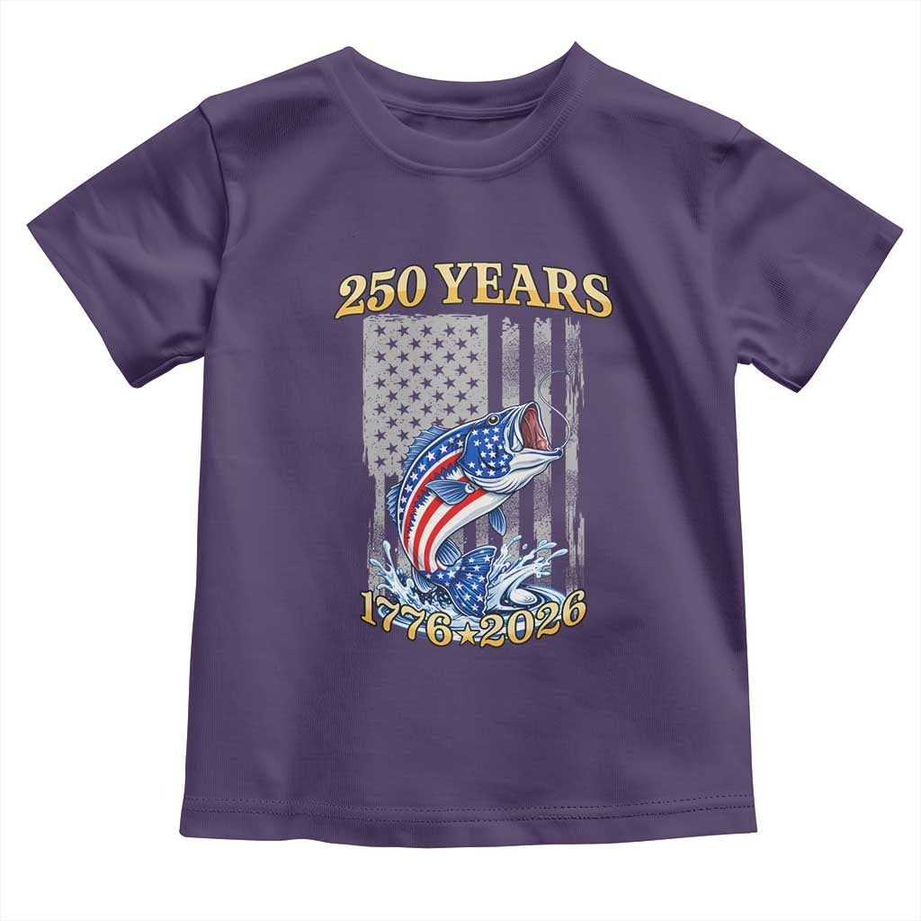 America 250th Fishing Toddler T Shirt Patriotic Fisherman American Flag