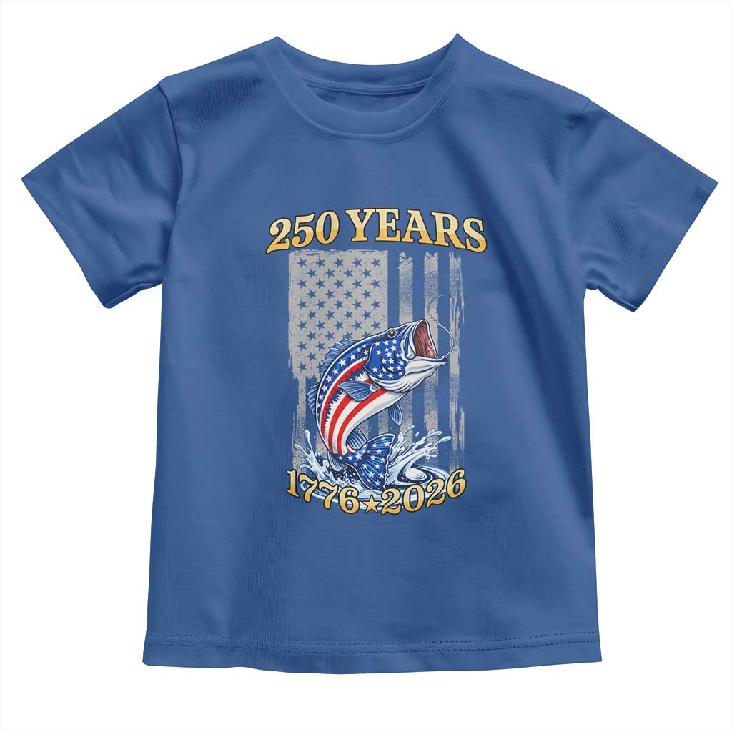 America 250th Fishing Toddler T Shirt Patriotic Fisherman American Flag